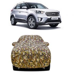 Waterproof Car Body Cover Compatible with Creta Old with Mirror Pockets (Jungle Print)